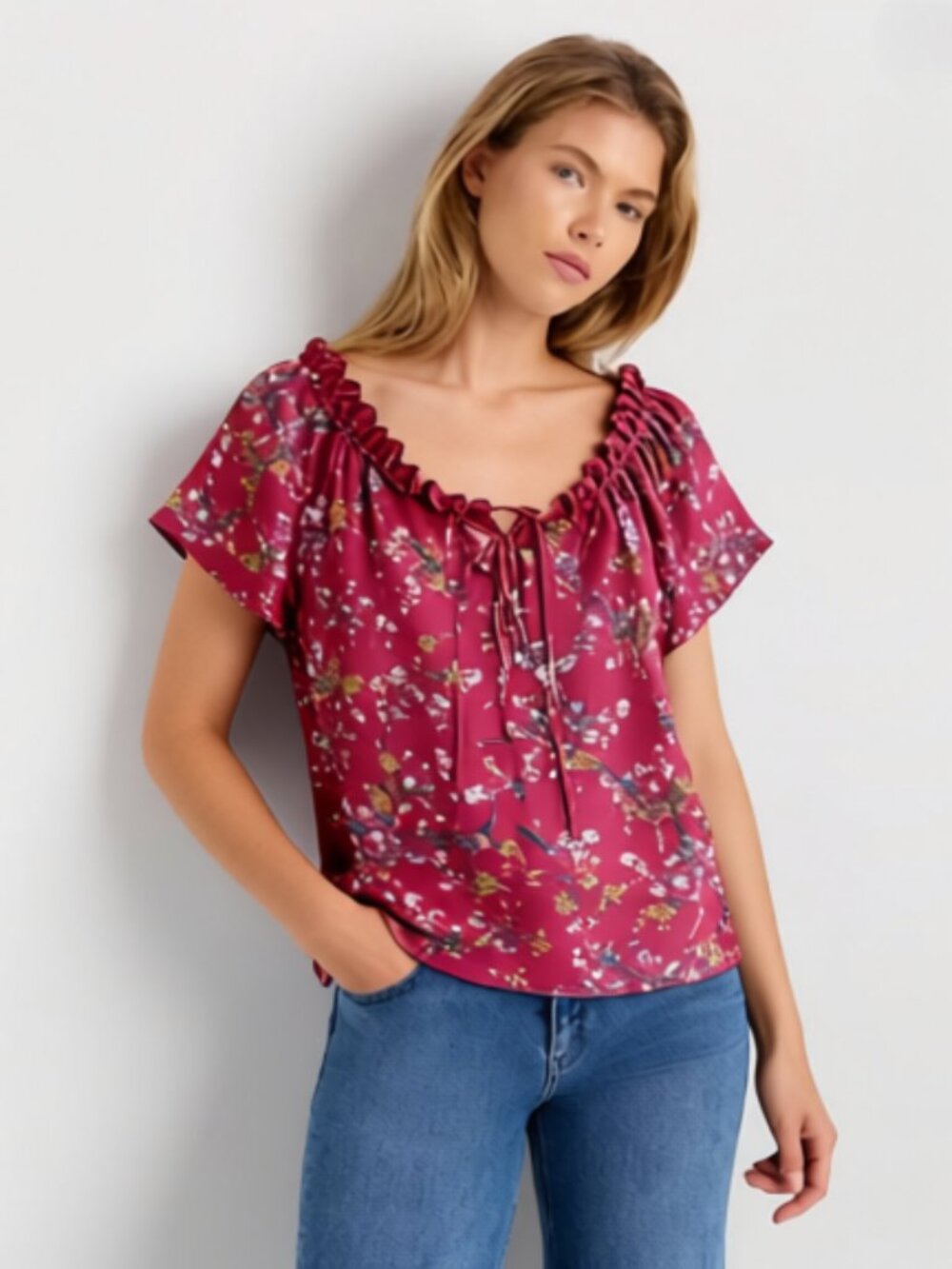Pink Republic Women’s Open Shoulder Lace-Up Blouse Size S